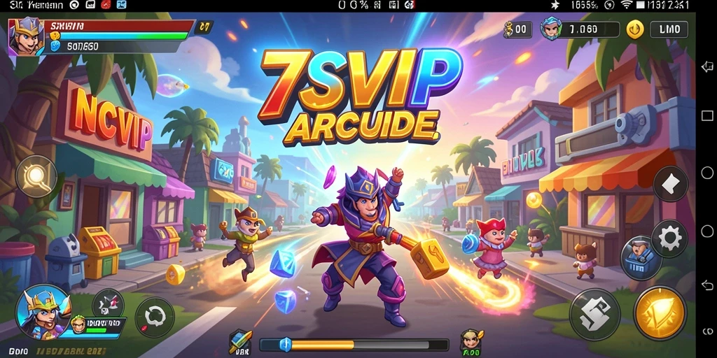 Tangkapan layar gameplay 7SVIP menampilkan aksi seru di dalam game Arcade.