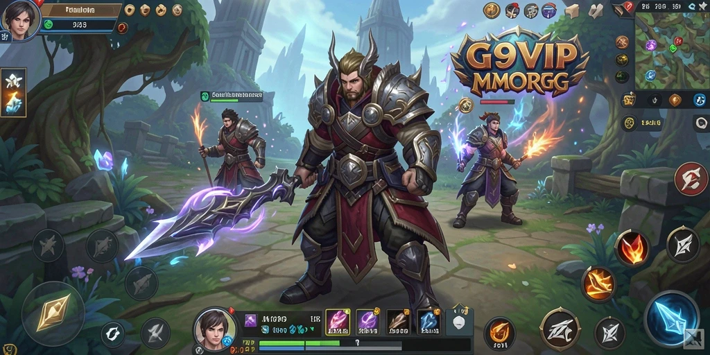 Screenshot G9VIP menampilkan aksi pertarungan seru di dunia MMORPG.