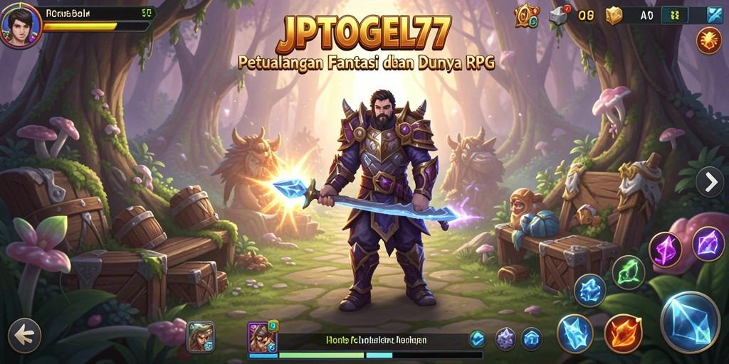 Screenshot gameplay JPTOGEL77 menunjukkan aksi pertempuran mendebarkan di dunia RPG.