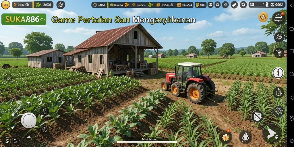 Tampilan gameplay <strong>SUKA86</strong> yang menarik dengan berbagai aktivitas pertanian.