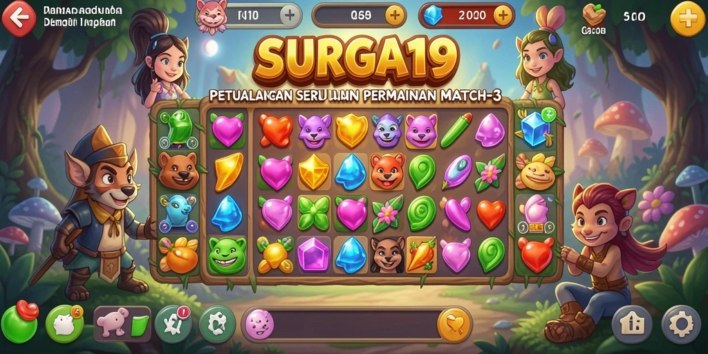 Tampilan gameplay menarik dari SURGA19 dalam genre Match-3.